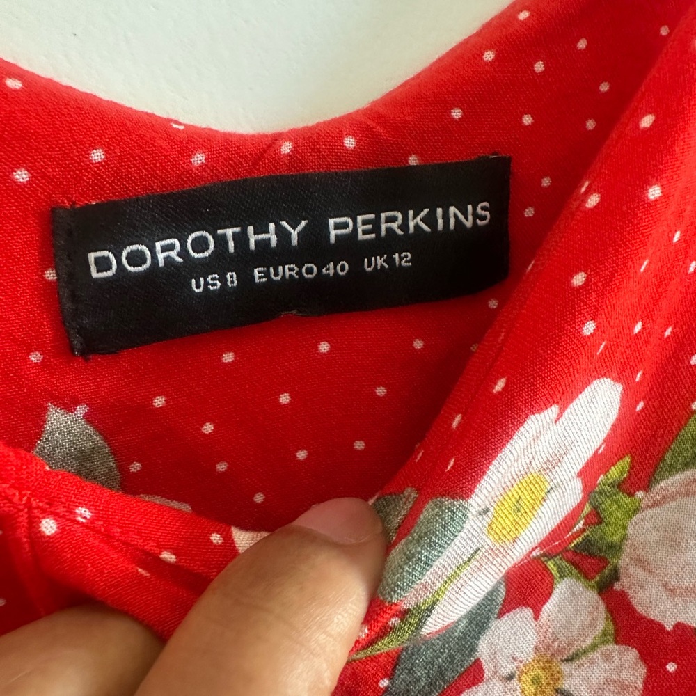 Red Ruffled Floral Print Sundress - Picture 3 of 4